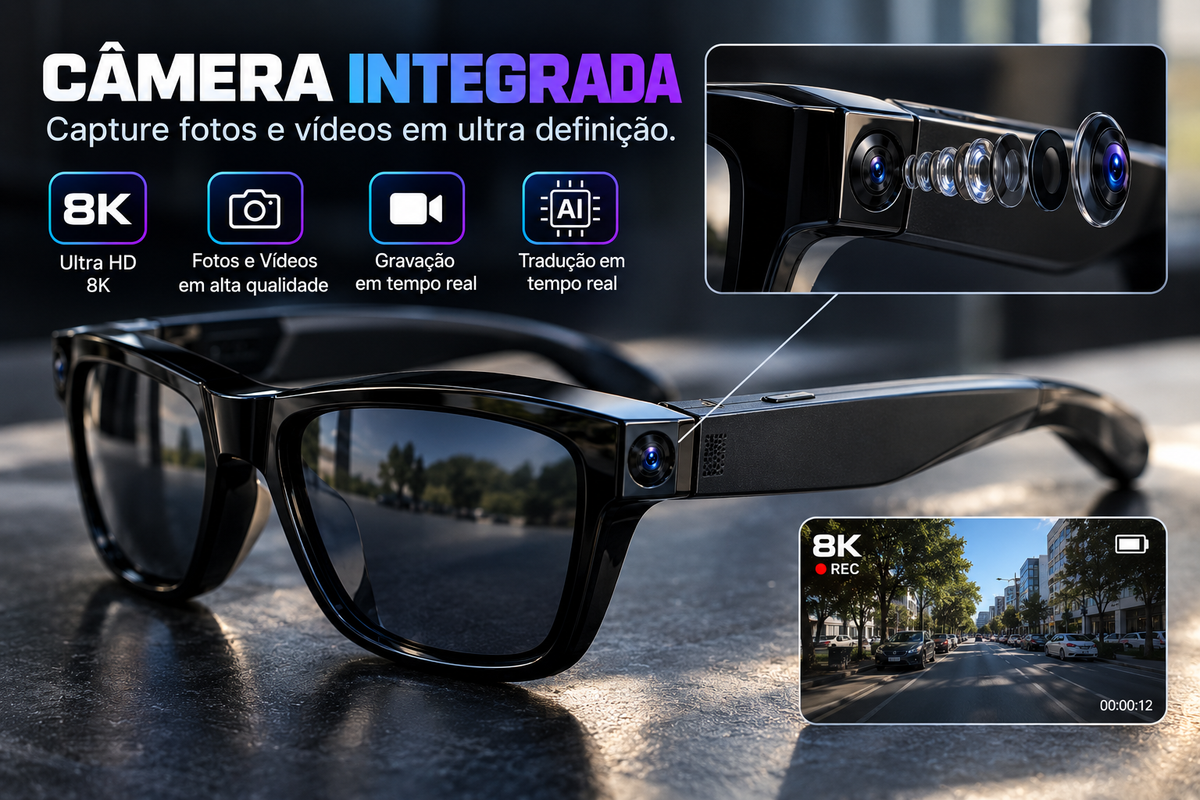AuraLens AI™ Pro Vision — Óculos com Câmara HD Integrada